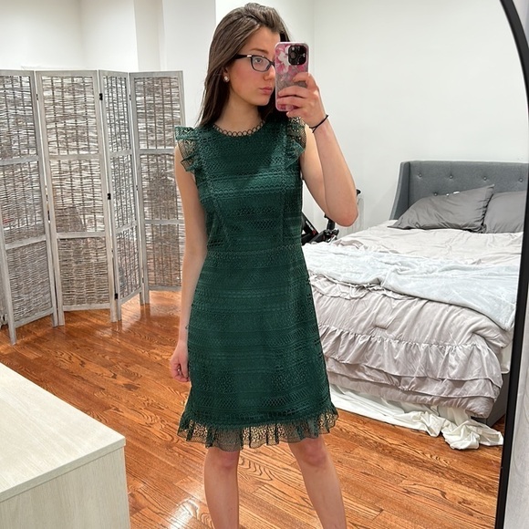 BRAND NEW J.CREW Green Lace Dress Mini 0 - Picture 1 of 7